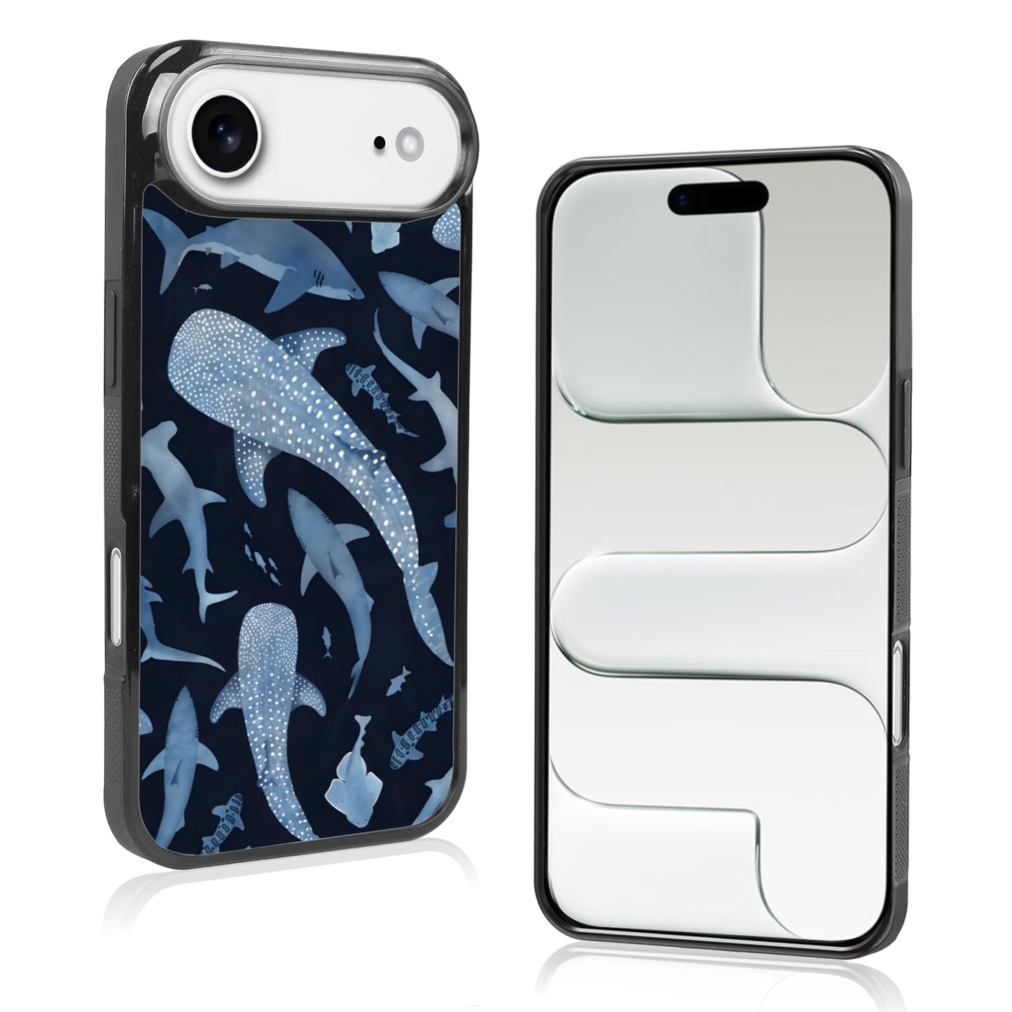 Cute Blue Shark Aesthetic Phone Case for iPhone 14 & 13 Case for Women Teen Girls Kids Girls -6.1Inch