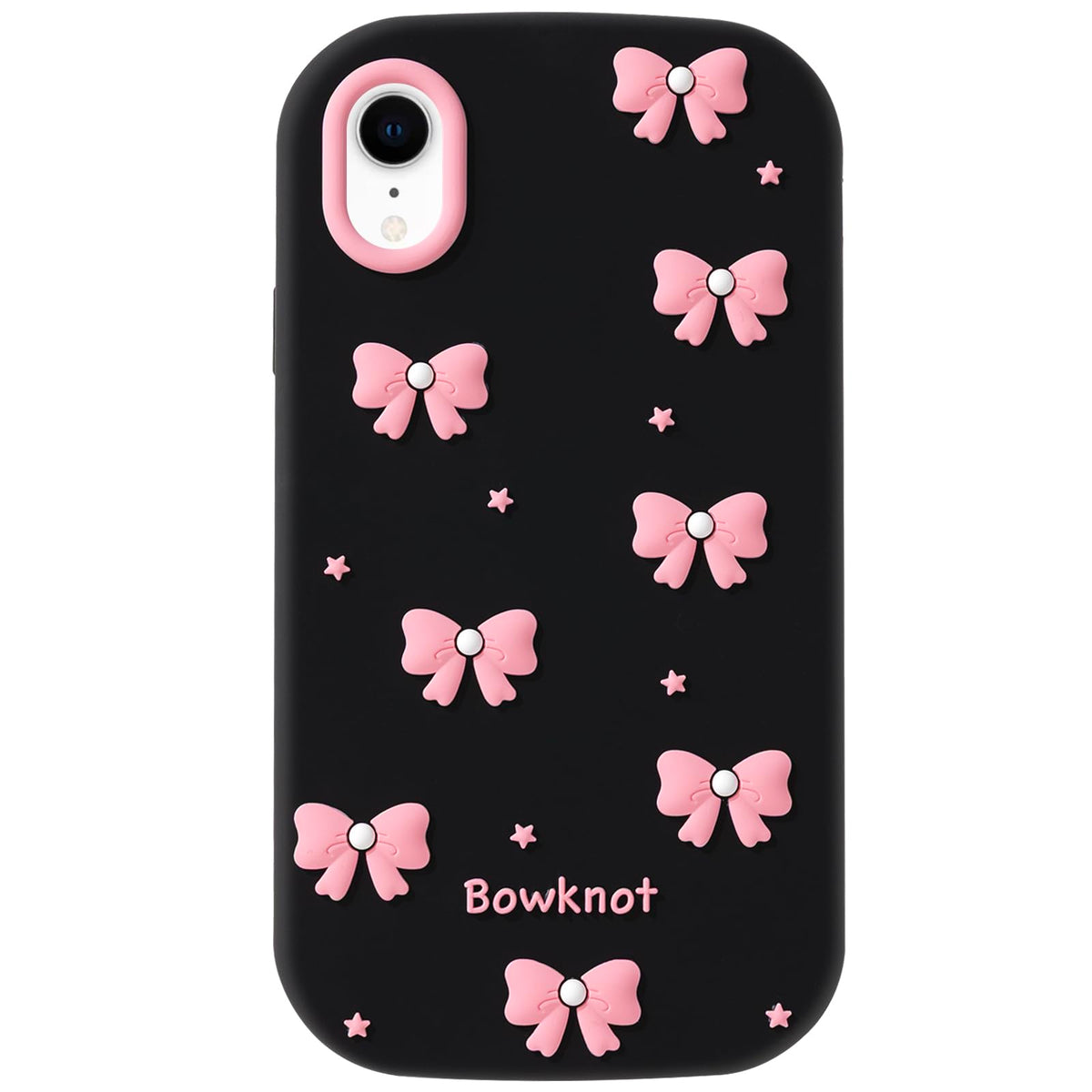 Cute Phone Case Compatible with iPhone 13/14/ 15, Bow 3D Cartoon Soft Silicone Heavy Duty Protection Shockproof Cases Cover for Girls Women, Light Pink