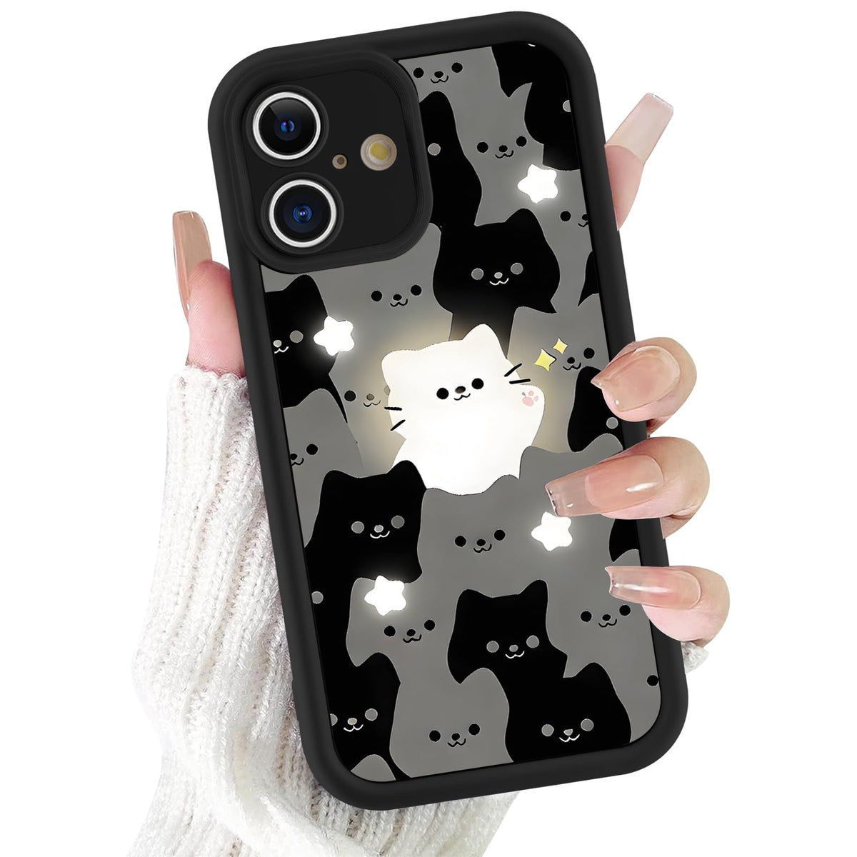 Case for iPhone 16, Cute Cat Collage Design, Trendy Aesthetic Animal Print Phone Case for Women Girls, Slim Soft Silicone TPU Shockproof Protective Bumper Phone Cover Funda