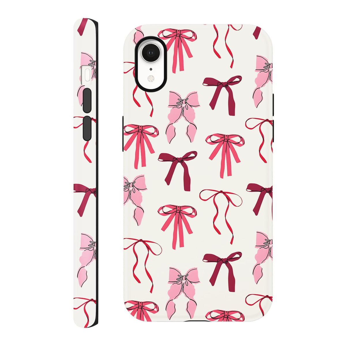 Cute Christmas Bow Phone Case for iPhone 12/12 Pro Case 6.1", Red Green Aesthetic Coquette Preppy Ribbon Bowknot Pattern Design Cover Shockproof Soft TPU Hard PC Protection Girls Women Funda