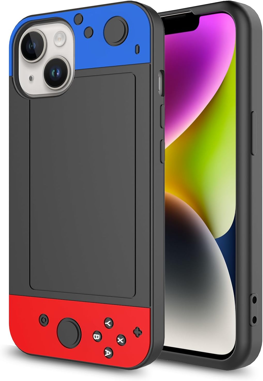 for iPhone 15 Case,for iPhone 14,for iPhone 13 Cover,3D Cartoon Cute Kawaii Fun Cool Video Game Phone Case,Snap On,Anti-Slip,Full Body Protection Cover for Man Women Teen Boy Girl Blue Red Black