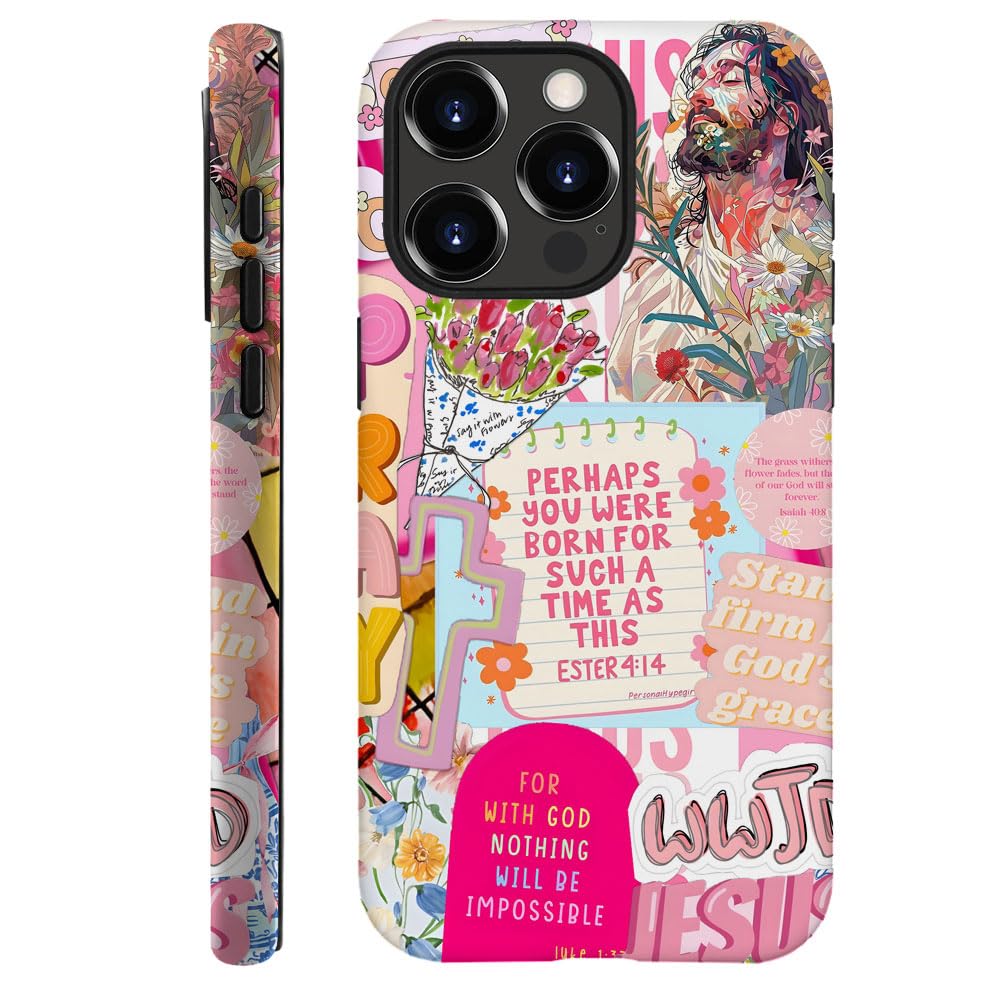 Compatible with iPhone 15 Pro,Durable & Shockproof Phone Case Cover Design - Christmas Retro Doodle