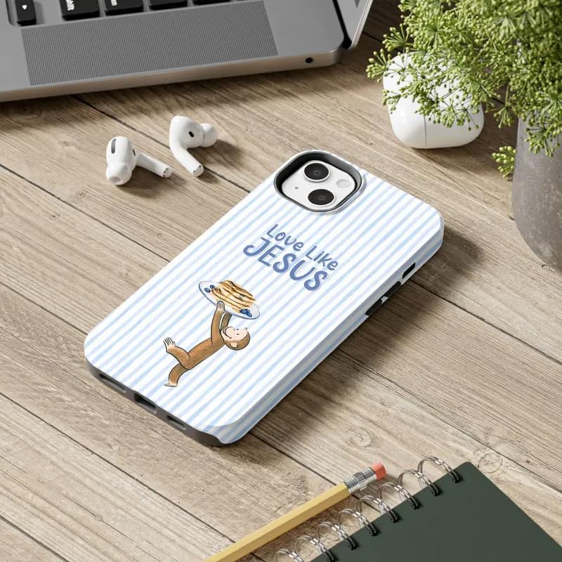 Cute Curious Monkey and Pancake Design Phone Case Compatible with iPhone 12/12Pro, Shockproof Slim TPU and Hard PC Protective Phone Cover,Monkey Collection Playful
