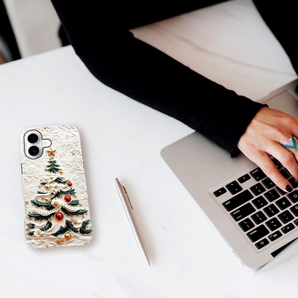 DAIZAG Case Compatible with iPhone 17,Glossy Durable Shock Protection Cover for Girl Women,Christmas Tree Snowflake Pattern