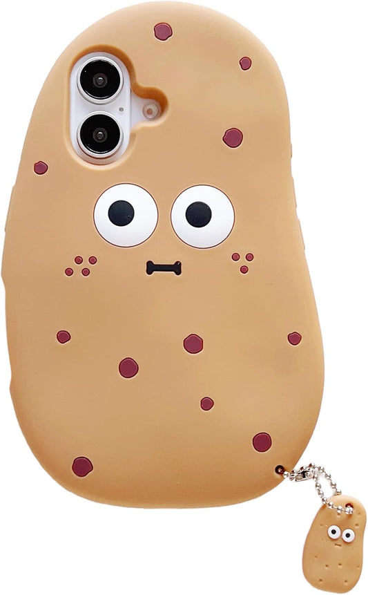 3D Potato Case for iPhone 16 6.1",Cartoon Cute Kawaii Lovely Character Potato Man with Pendant Shape Kids Teens Girls Women Soft Silicone Case for iPhone 16 6.1 inch 2024