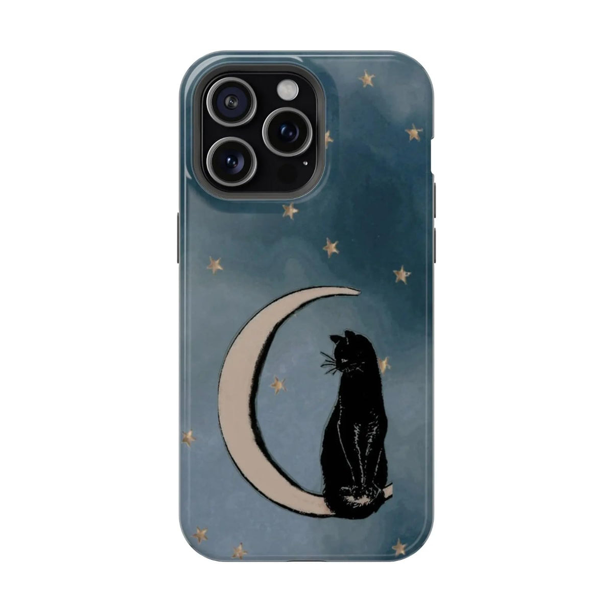 Vintage Black Cat Phone Case for iPhone Samsung, Midnight Aesthetic Design, Shockproof Durable Cover, Trendy Goth Gift for Cat Lovers (Cat with Wine Glass, iPhone 17)