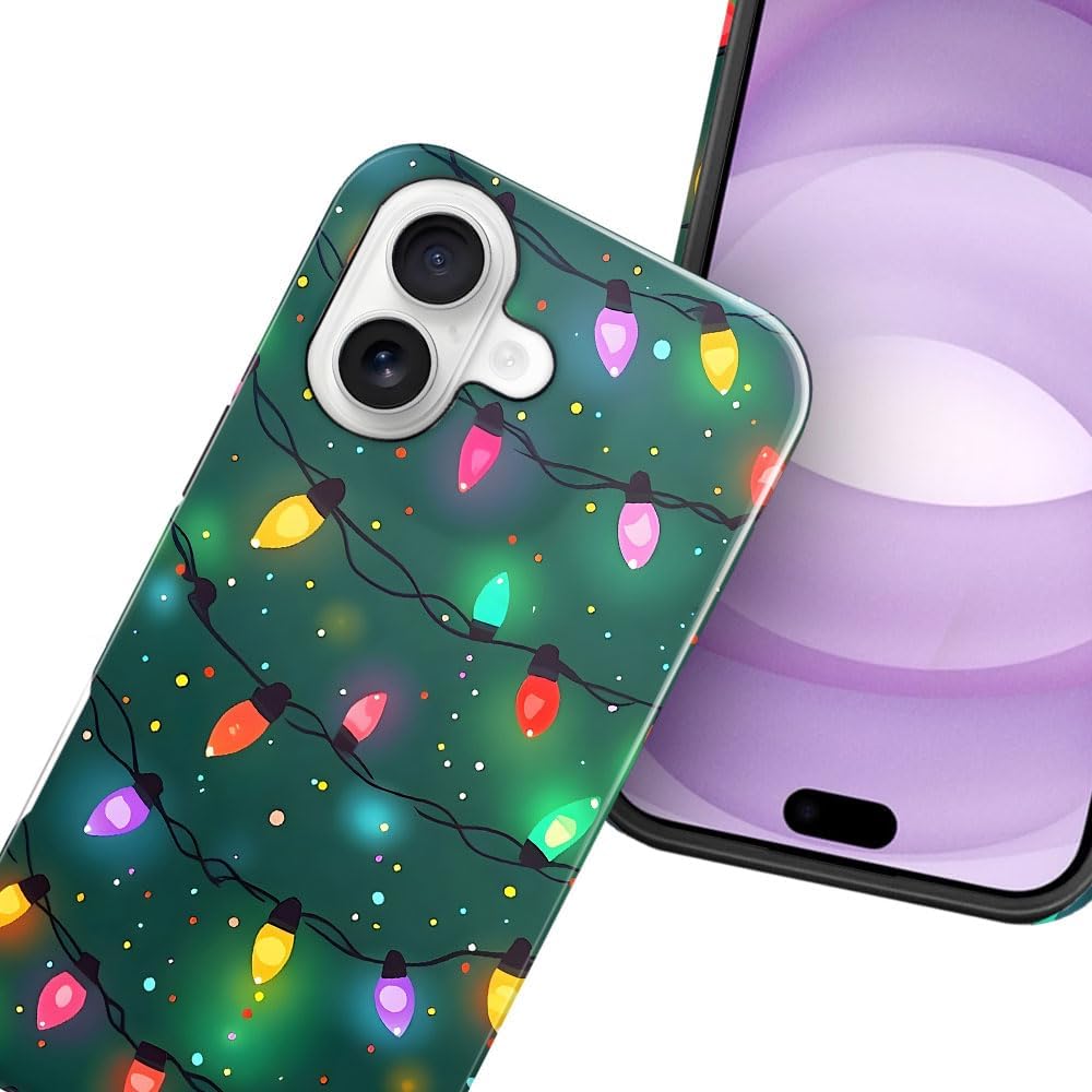 Case for iPhone 17,Christmas Lights Cute Holiday Phone Case Military-Grade Drop Protection Cover for Women Girl - Glossy