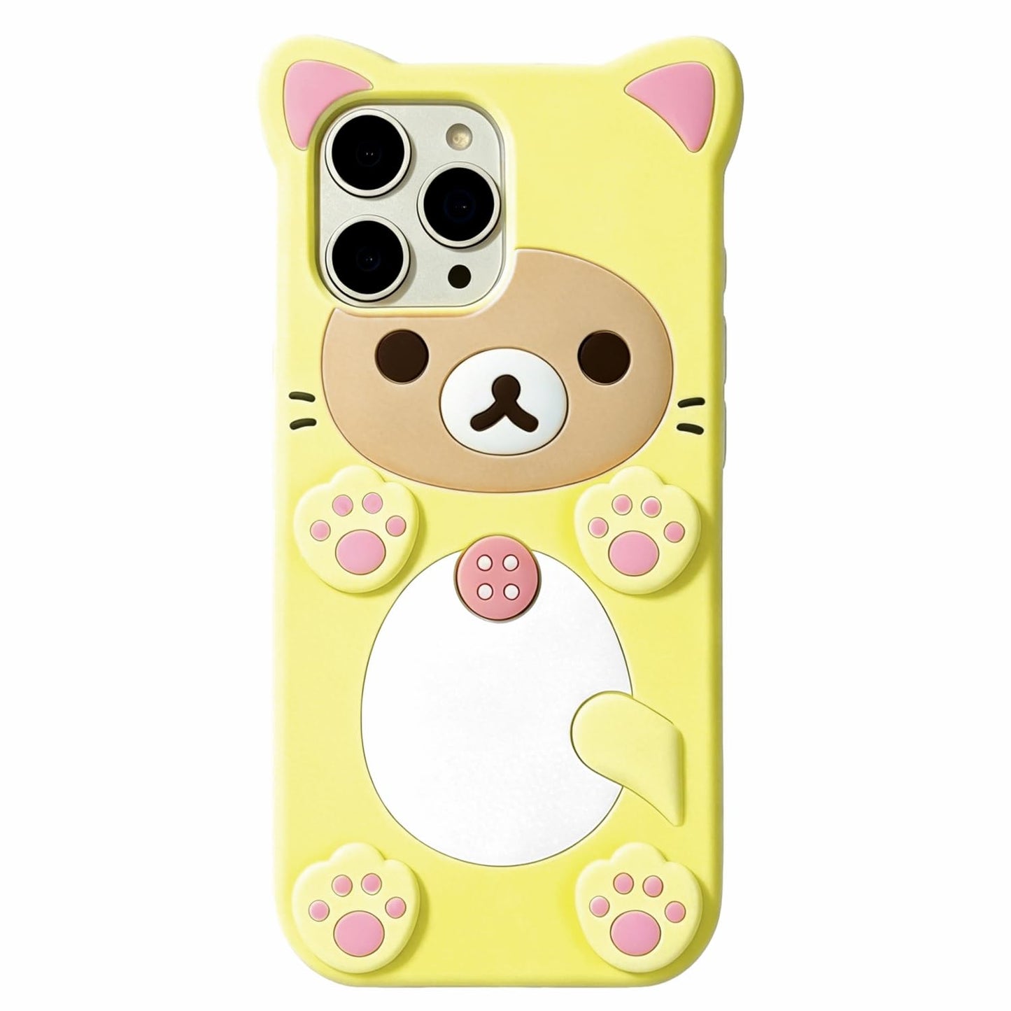 Case for iPhone 13 with Strap Lanyard Keychain Cute Bear Cookie Kawaii Funny Soft Silicone Shockproof Protective Cover for Women Girls