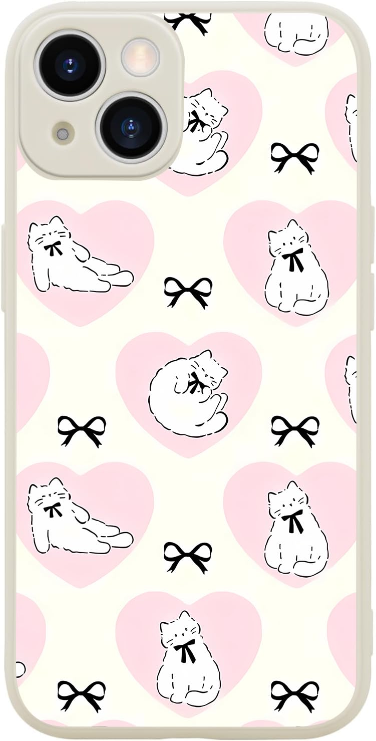 Funny Cat Case for iPhone 13, Cute Cartoon Black Cat Phone Case Cover Liquid Silicone Soft Gel Rubber Phone Cover with Microfiber Lining for iPhone 13
