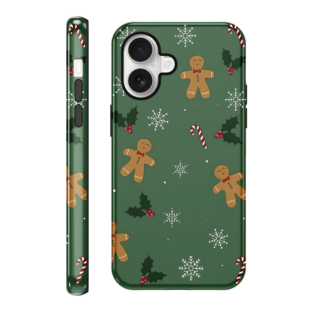 Merry Christmas Phone Case for iPhone 13/14, Cute Case with Candy Gingerbread Man Pattern, Hybrid Durable Shockproof Soft Silicone Cover for Girl Women Men Boys