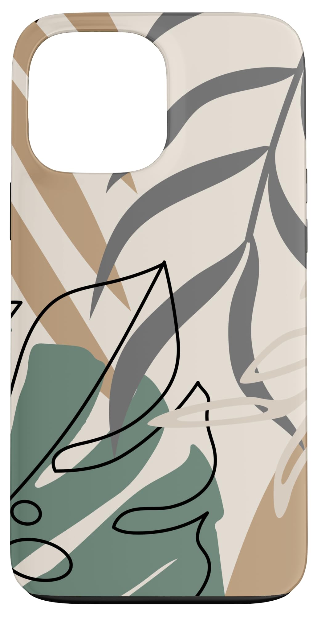 Tropical Botanical Beige Brown Exotic Minimalist Abstract Case for iPhone 15