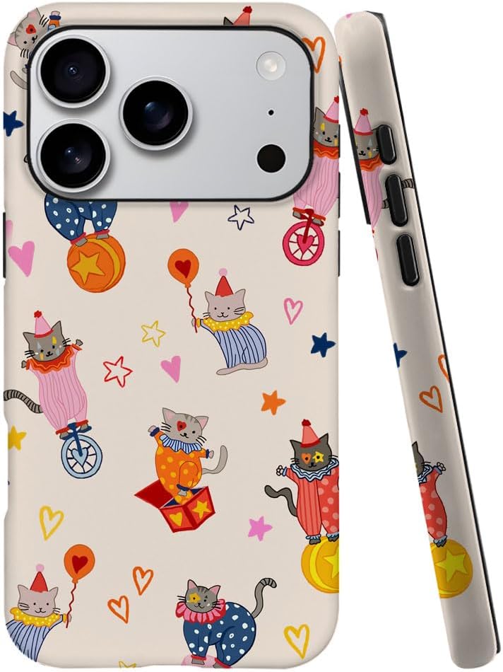 Case for iPhone 17 Pro - [Drop Protection Phone Cover] - Hybrid Case for Girl Women - Cute Cat Playful