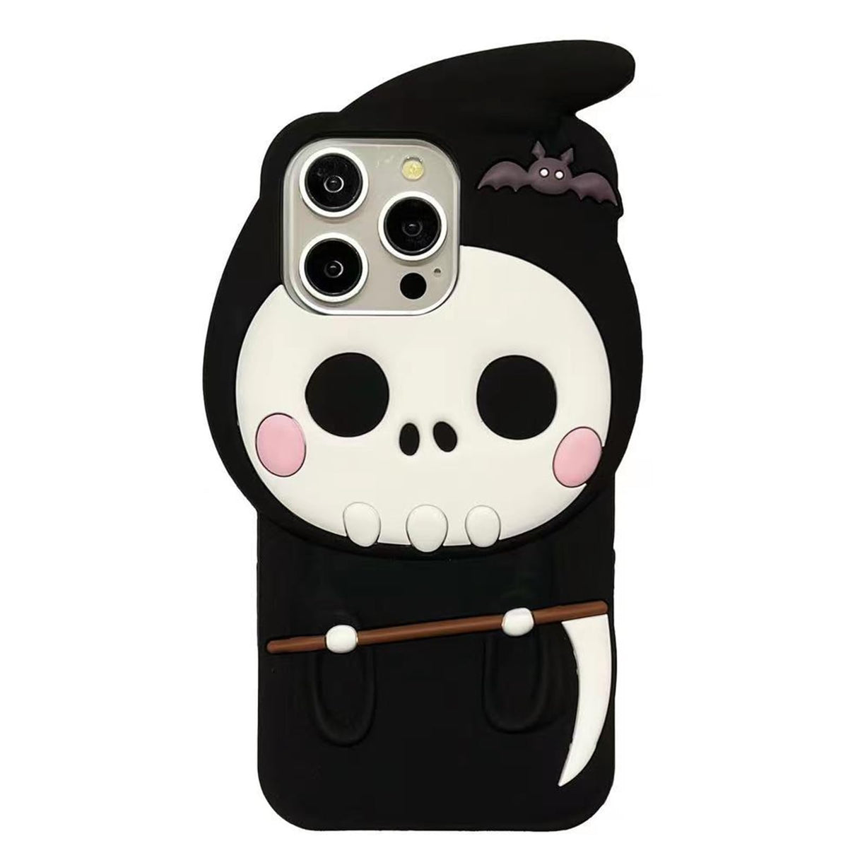3D Halloween Skeleton Case for iPhone 15 6.1 inch,3D Soft Silicone Anime Funny Cool Weird Ugly Character Full Protective Shockproof Phone Case Cover for Teens Girls Women