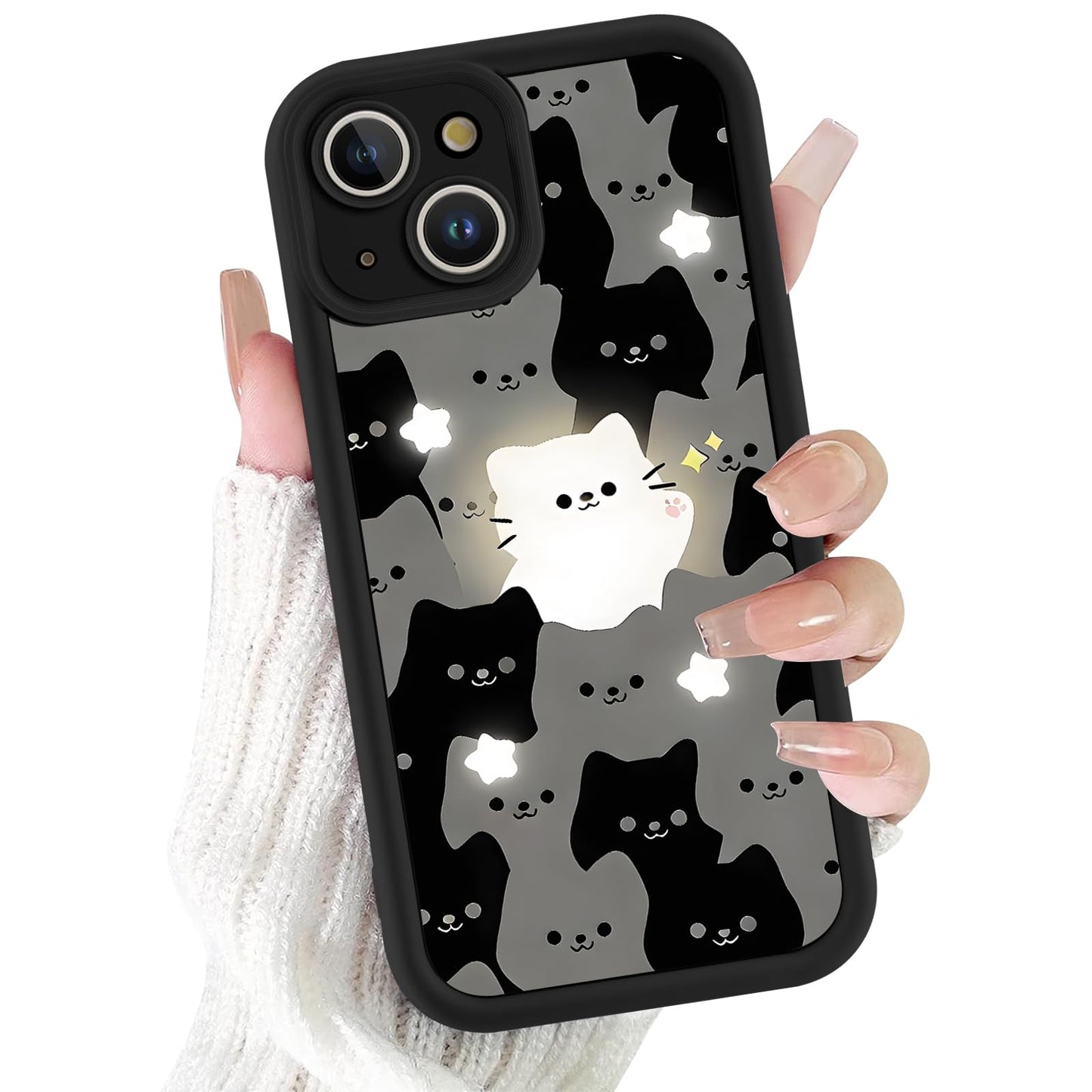 Case for iPhone 16, Cute Cat Collage Design, Trendy Aesthetic Animal Print Phone Case for Women Girls, Slim Soft Silicone TPU Shockproof Protective Bumper Phone Cover Funda