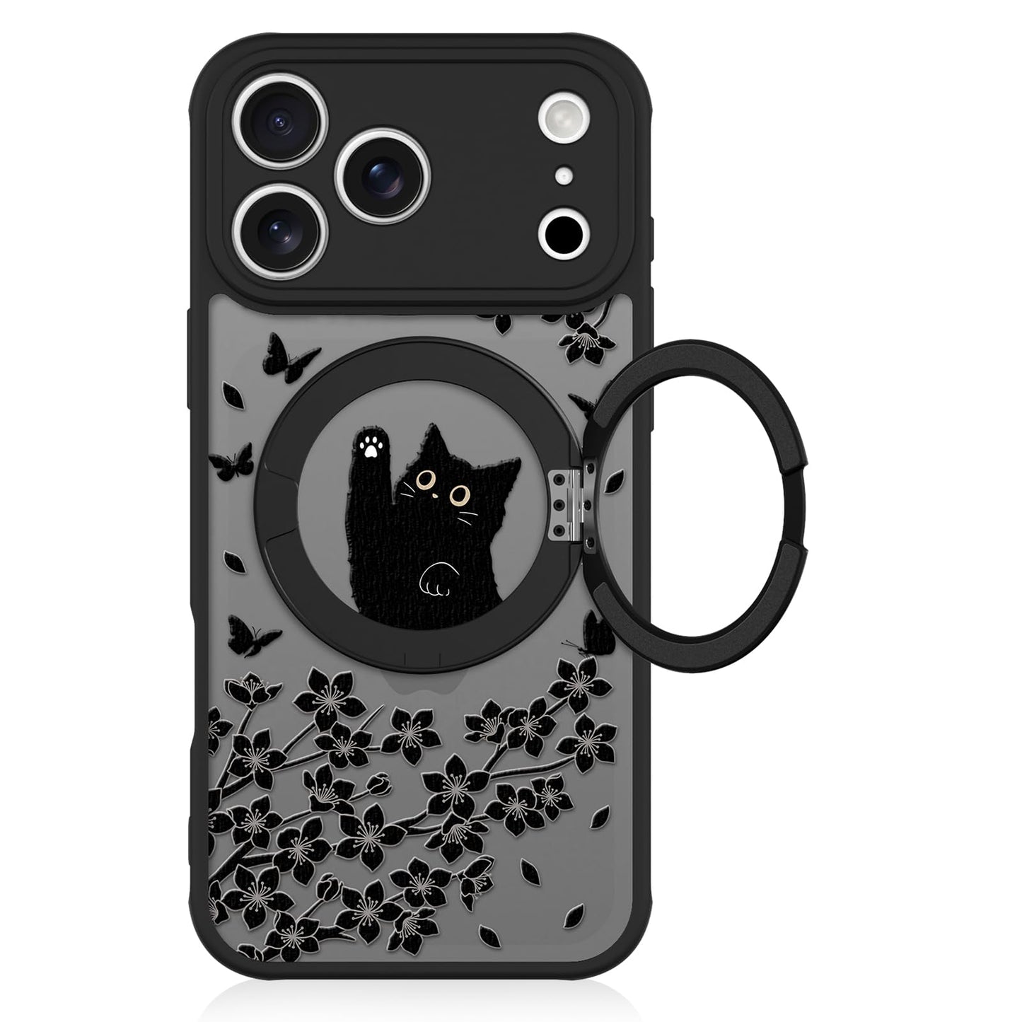 Cute Magnetic Case for iPhone 14 Case, Black Cats Pattern | Compatible with MagSafe, Soft Bumper Hard Back Kawaii Animal Aesthetic Protective Phone Cover Design for Women Girls Boys