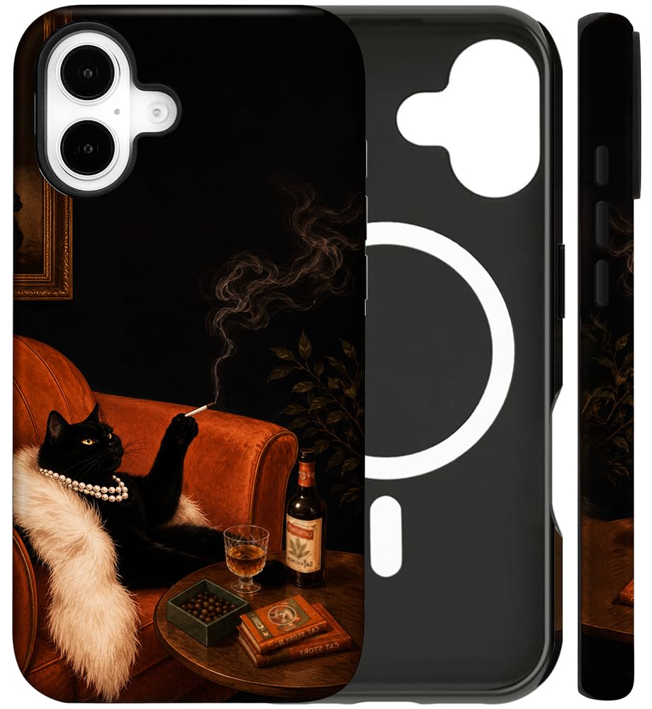 Magnetic for iPhone 13/14 Case Cute Cat Phone Case, Apricot | Shockproof Slim TPU and Hard PC Protective Phone Cover Compatible with MagSafe Designed for Women Girls Gift