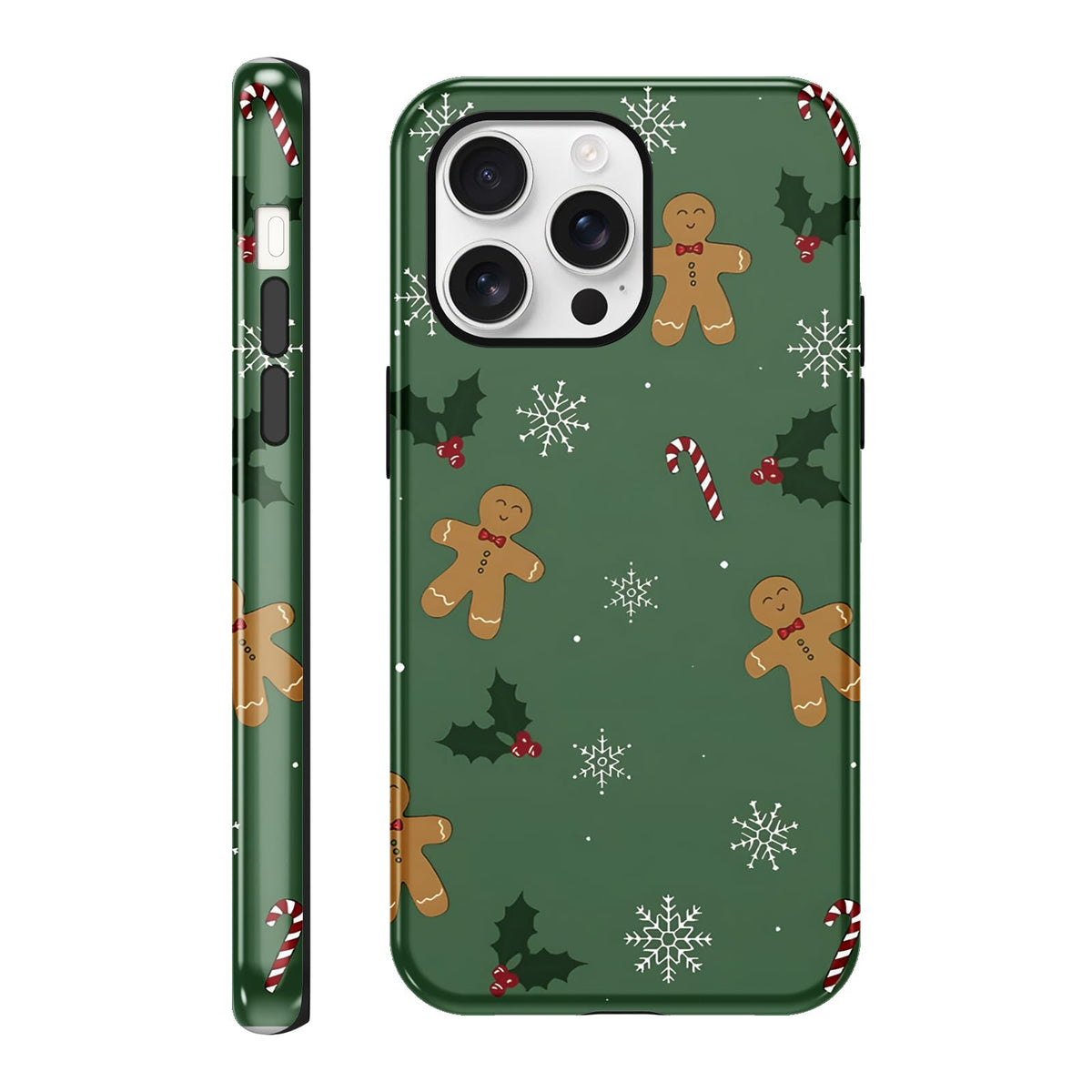 Merry Christmas Phone Case for iPhone 13/14, Cute Case with Candy Gingerbread Man Pattern, Hybrid Durable Shockproof Soft Silicone Cover for Girl Women Men Boys