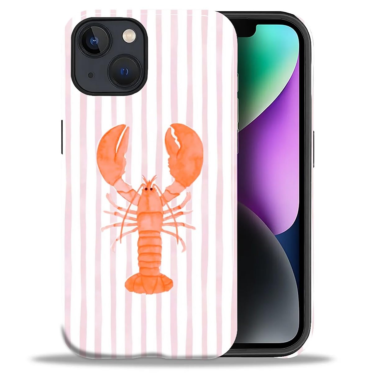 for iPhone 15 Pro Case,Hybrid 2-Layer Hard Shell + Silicone Protective Case -Resistant Shockproof- A Naughty Cat with Blue Stripes Eating Fish