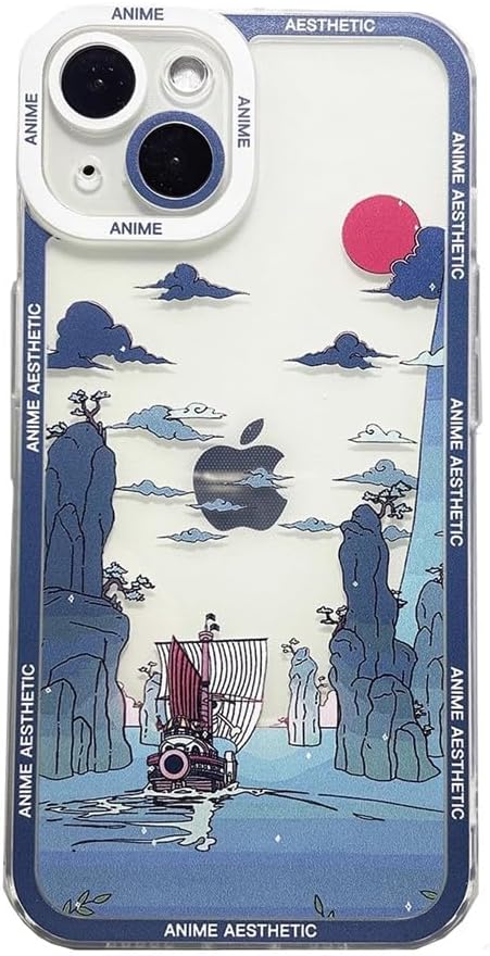 for iPhone 17 Pro Cute Clear Case, Japanese Cool Cartoon Anime Aesthetic Scenery Design Stylish Soft Shockproof Angel Eyes Protective Transparent Back Case Cover Shell (Landscape-4, for iPhone 17 Pro)