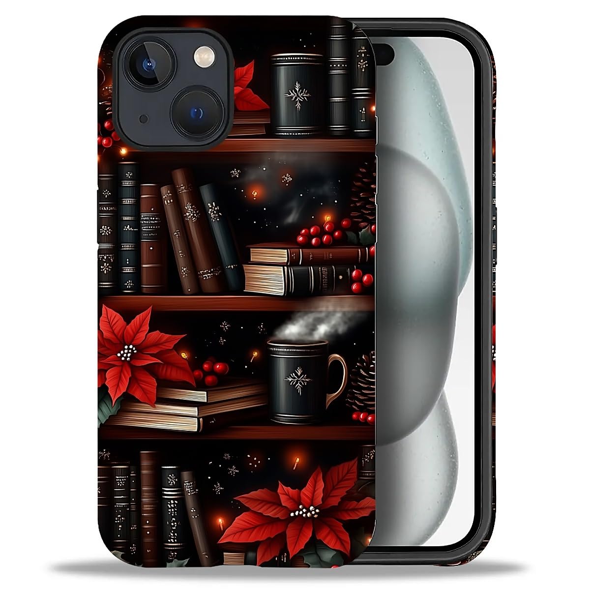 Case for iPhone 17,Drop Protection Hybrid 2-Layer Hard Phone Cover-Vintage Christmas Stamps Collage
