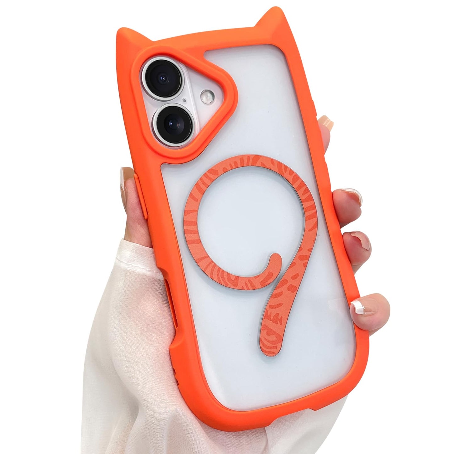 AIGOMARA Cute Kitty Case for iPhone 17 with 3D Cat Ears, Black | Kawaii Magnetic Tail Design [Compatible with MagSafe] Clear Aesthetic Drop Proof Protective Phone Cover for Women Girls