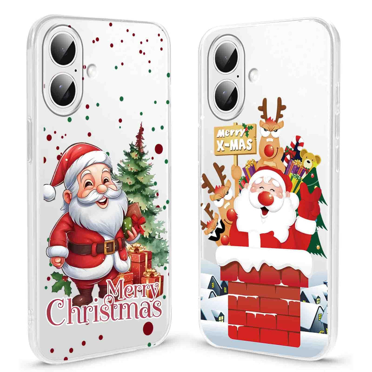 2 Pack Christmas Phone Case for iPhone 16 6.1'', Cute Christmas Tree Pattern Gifts Case with Gingerbread Canes Design Soft TPU Anti-Fall Protective Slim Shockproof Cover for Girl Women Men