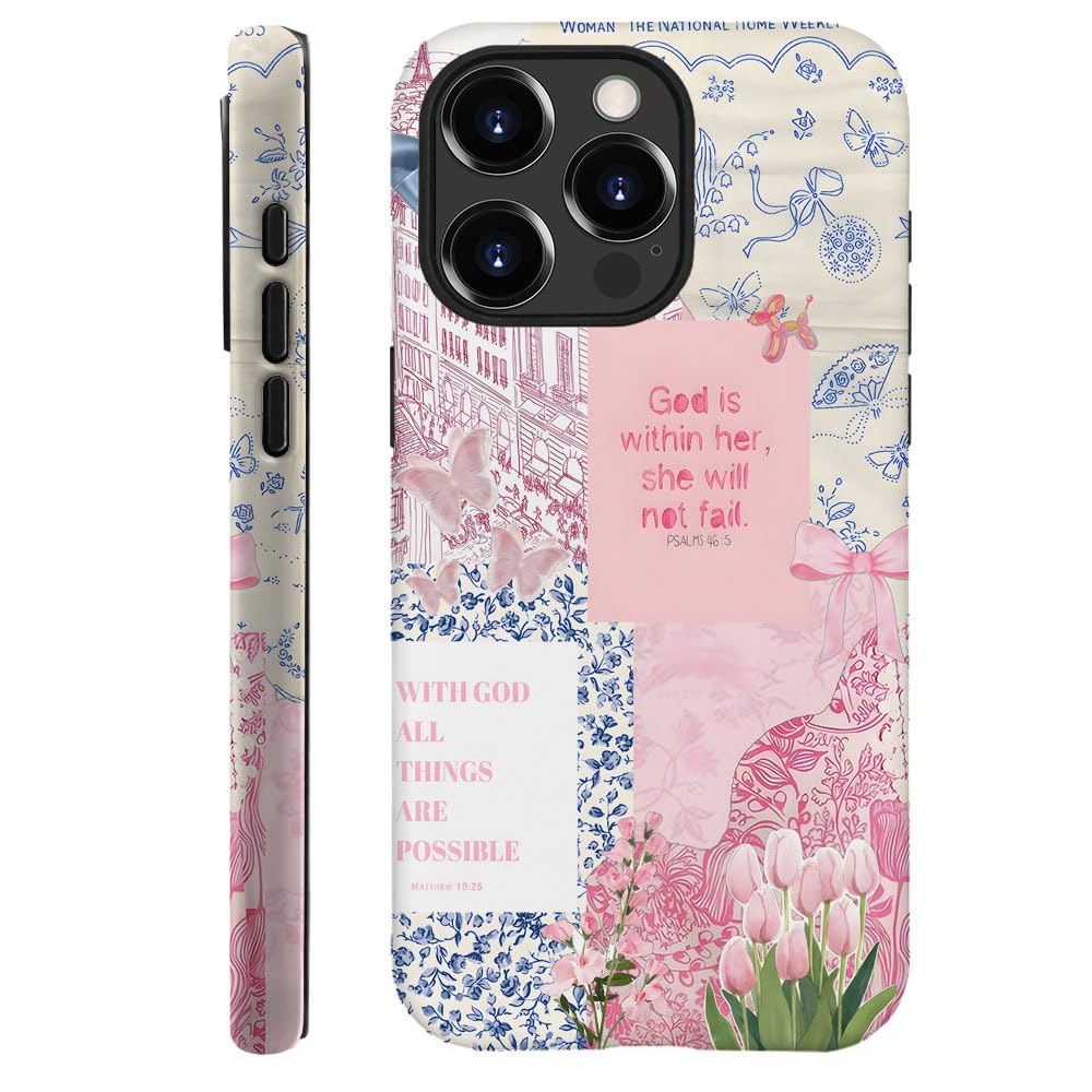 Compatible with iPhone 15 Pro,Durable & Shockproof Phone Case Cover Design - Christmas Retro Doodle