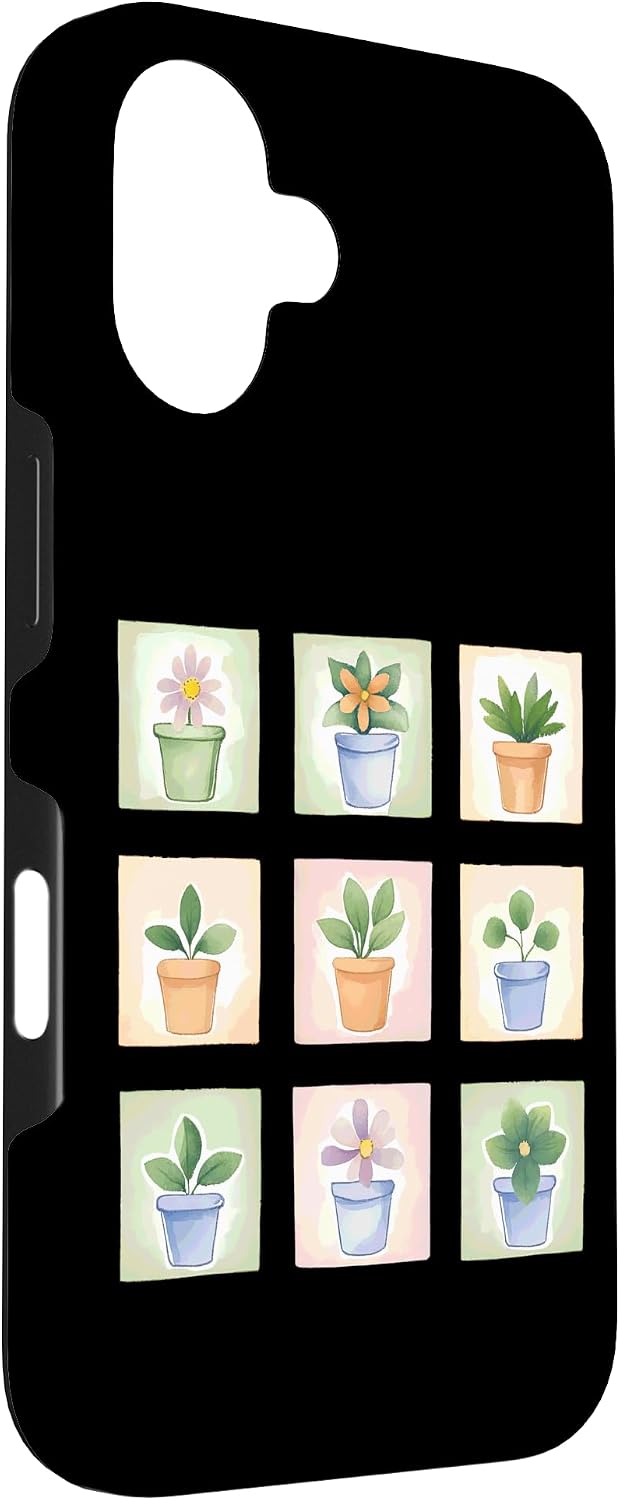 Potted Plant Flower Grid Nature Home Decor Case for iPhone 16