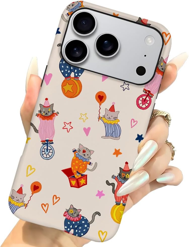 Case for iPhone 17 Pro - [Drop Protection Phone Cover] - Hybrid Case for Girl Women - Cute Cat Playful
