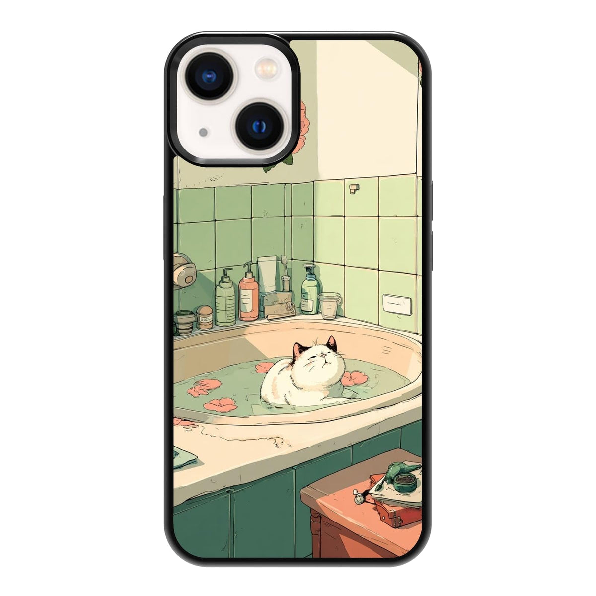 Lush Tropical Monstera Leaves Black Cat Botanical Art Phone Case, Shockproof Protective Cover for iPhone 11 12 13 14 15 16 17 Pro Max Plus Mini XR 7 8 SE