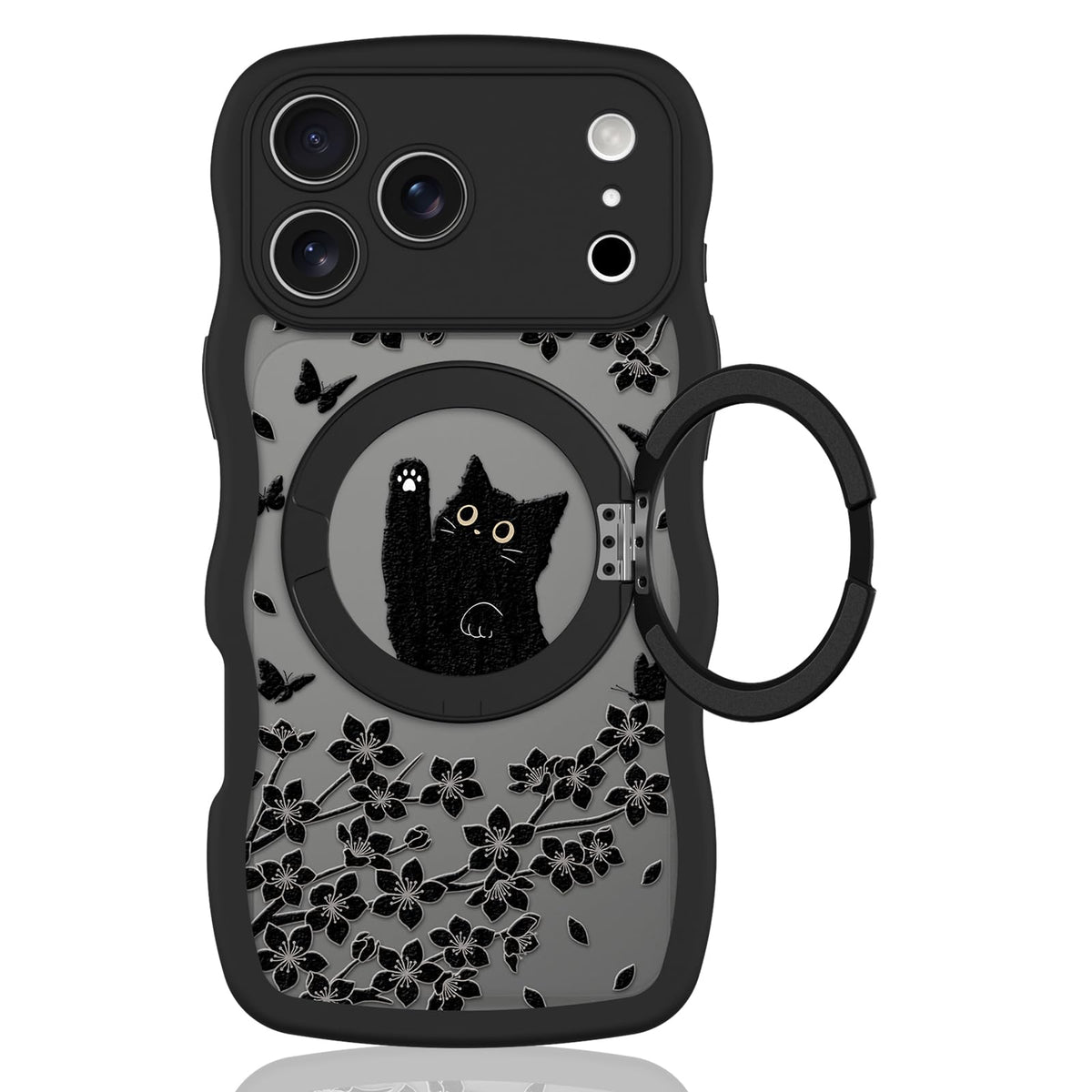 Cute Magnetic Case for iPhone 14 Case, Black Cats Pattern | Compatible with MagSafe, Soft Bumper Hard Back Kawaii Animal Aesthetic Protective Phone Cover Design for Women Girls Boys
