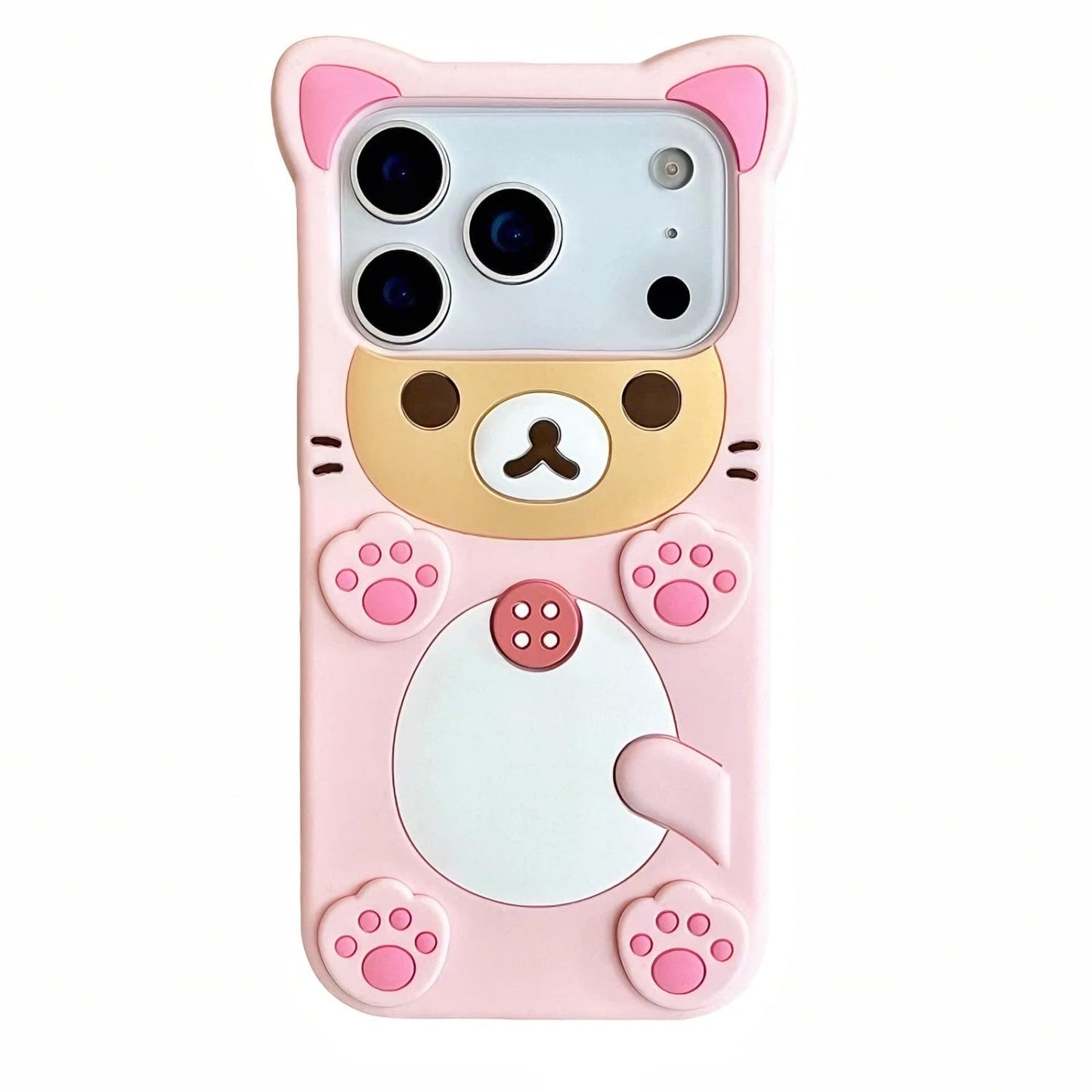 Case for iPhone 13 with Strap Lanyard Keychain Cute Bear Cookie Kawaii Funny Soft Silicone Shockproof Protective Cover for Women Girls