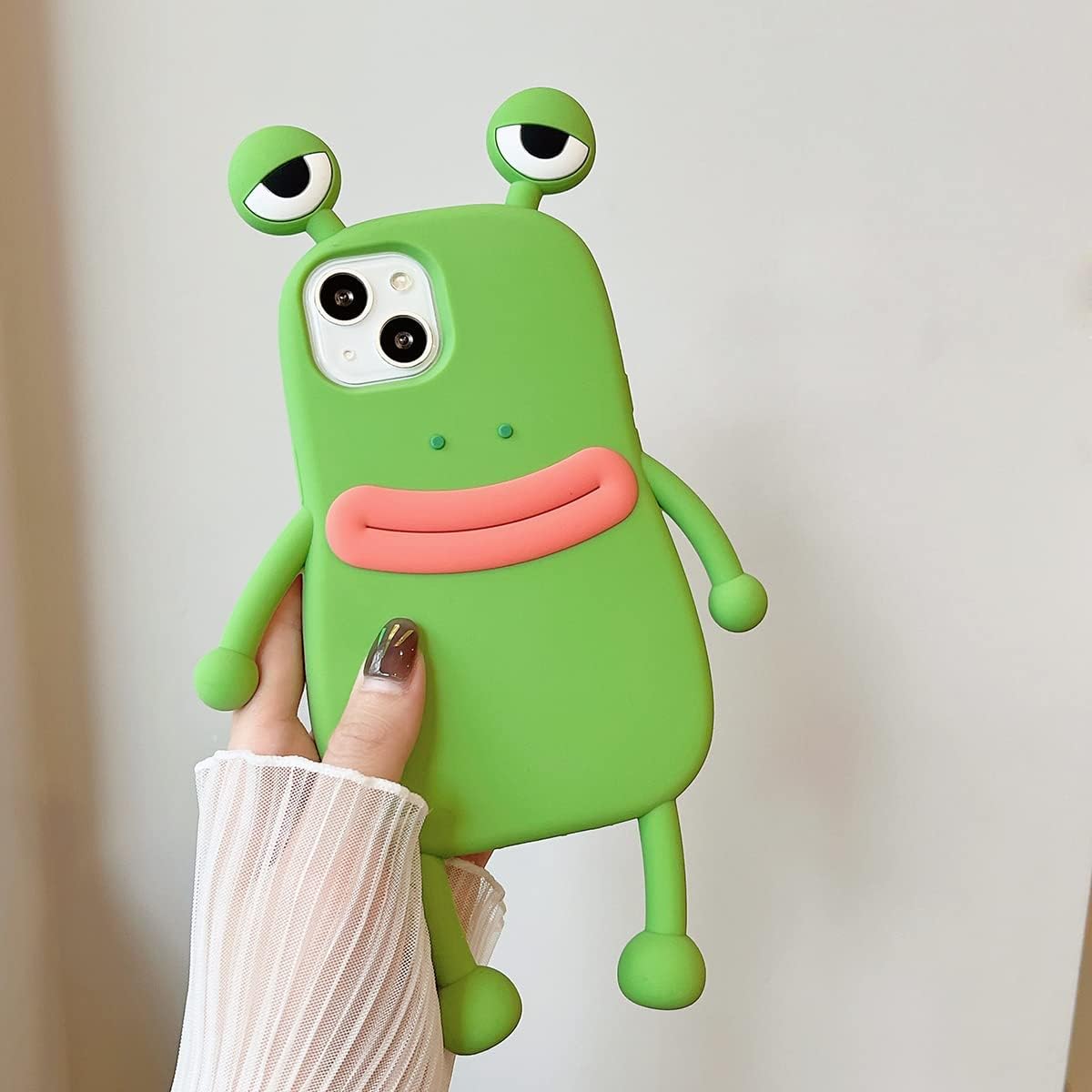 Yatchen Ugly Case Compatible with iPhone 15 Pro Max, Kawaii Phone Case 3D Cartoon Cute Frog Soft Silicone Unique Fun Cover Slim Fit Anti-Drop Protector for Women Girls Green