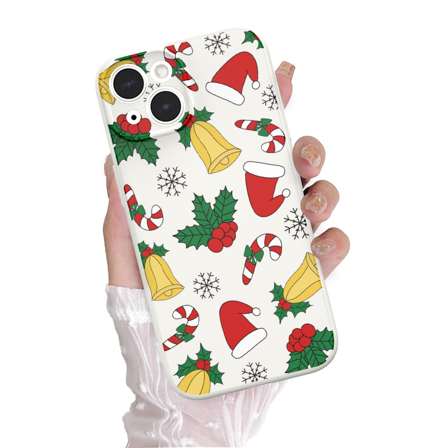 Christmas Case for iPhone 13 Case Cute Xmas Merry Christmas Tree Gingerbread Man Pattern Santa Holiday Aesthetic Gifts Girly Girls Women Kids Soft TPU Protective Cover, Beige