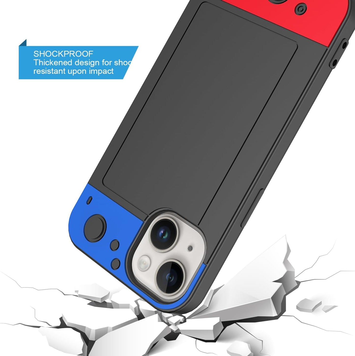 for iPhone 15 Case,for iPhone 14,for iPhone 13 Cover,3D Cartoon Cute Kawaii Fun Cool Video Game Phone Case,Snap On,Anti-Slip,Full Body Protection Cover for Man Women Teen Boy Girl Blue Red Black
