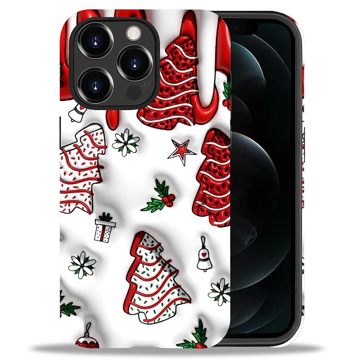 Case for iPhone 17,Drop Protection Hybrid 2-Layer Hard Phone Cover-Vintage Christmas Stamps Collage