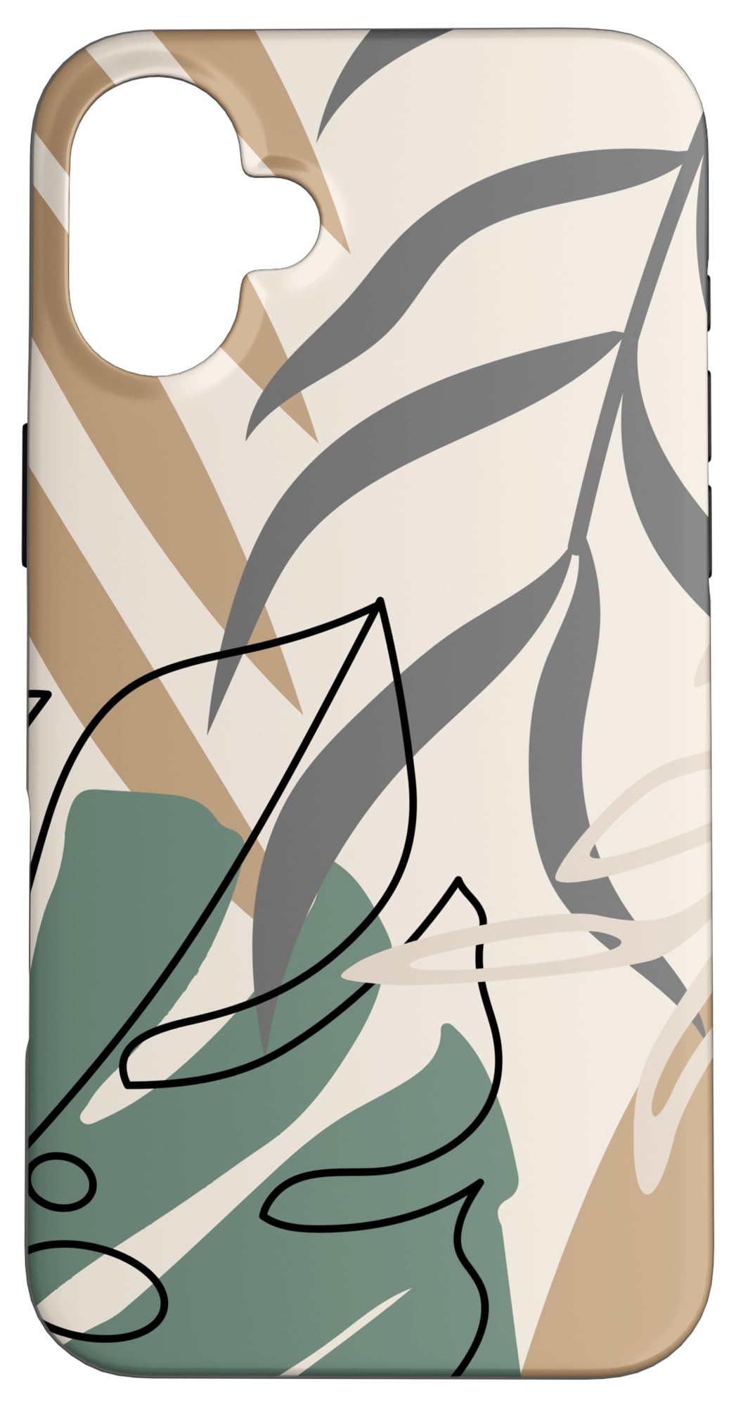 Tropical Botanical Beige Brown Exotic Minimalist Abstract Case for iPhone 15