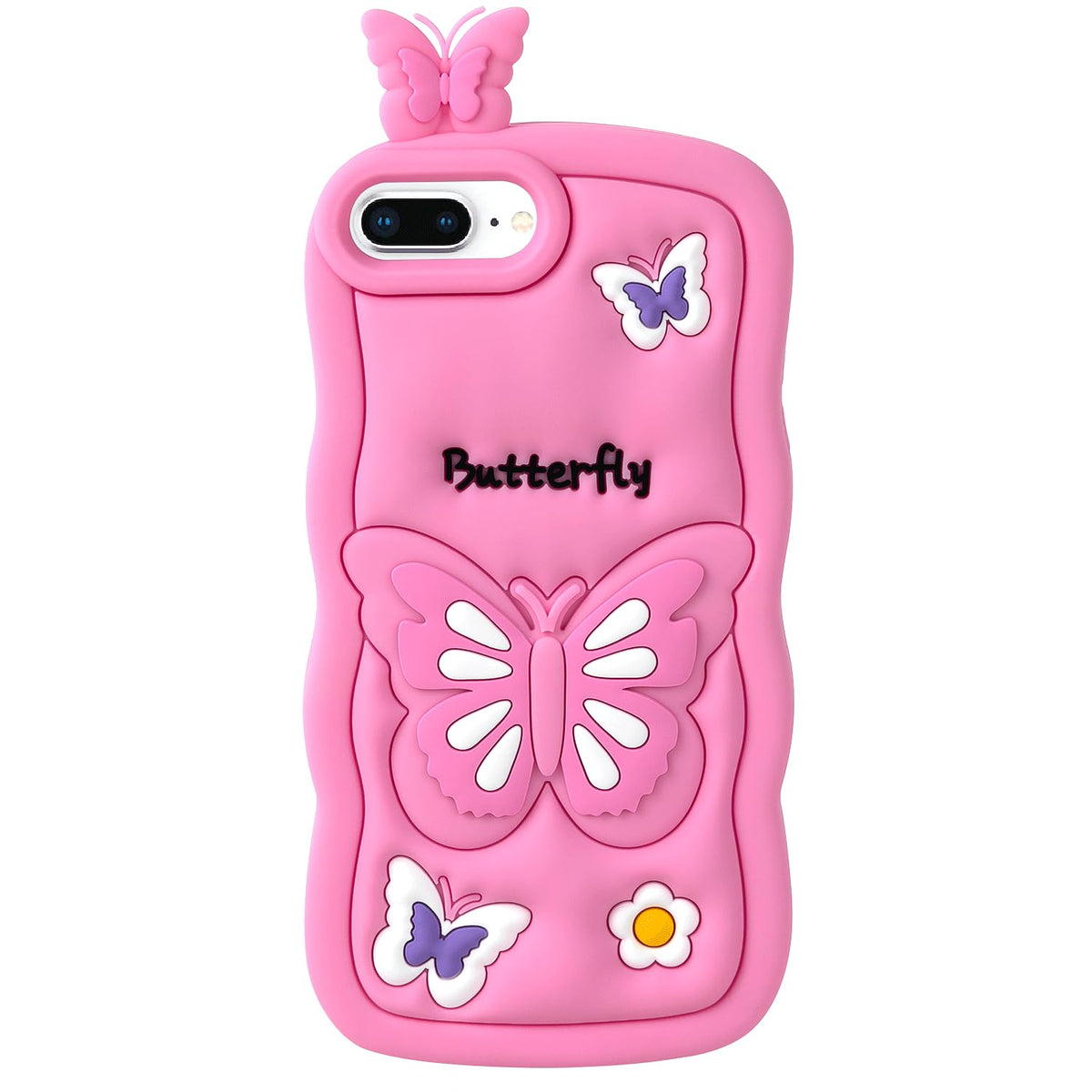 Cute Phone Case Compatible with iPhone 13, Butterfly iPhone 14 Cases, Animal iPhone 15 Girly 3D Cartoon Soft Silicone Heavy Duty Protection Cover for Girls Kids Women