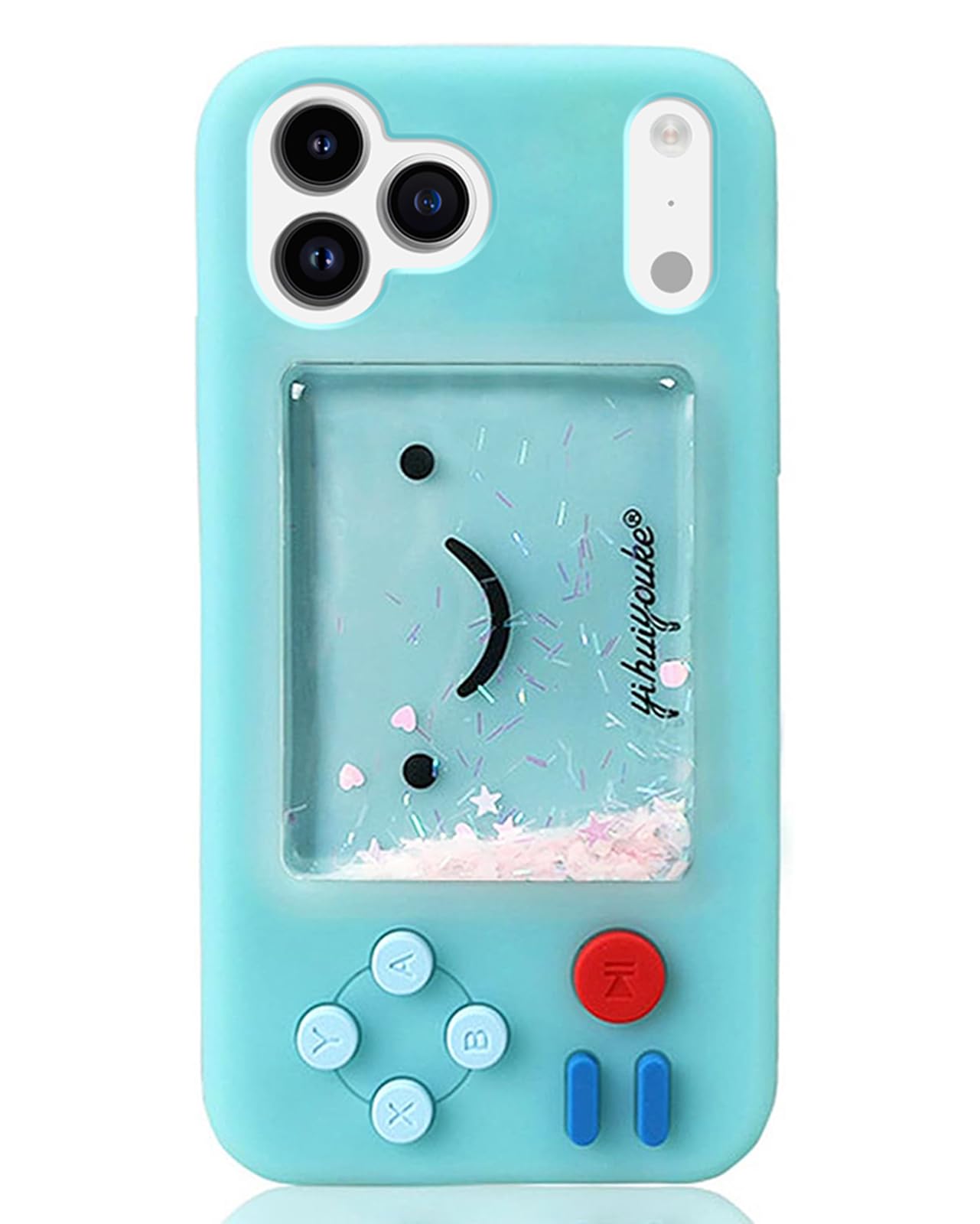 UnnFiko Squishy 3D Cartoon Game Shape Case Compatible with iPhone 14, Creative Liquid Stars Funny Play Case Soft Rubber Protective Cover (Blue, iPhone 14)