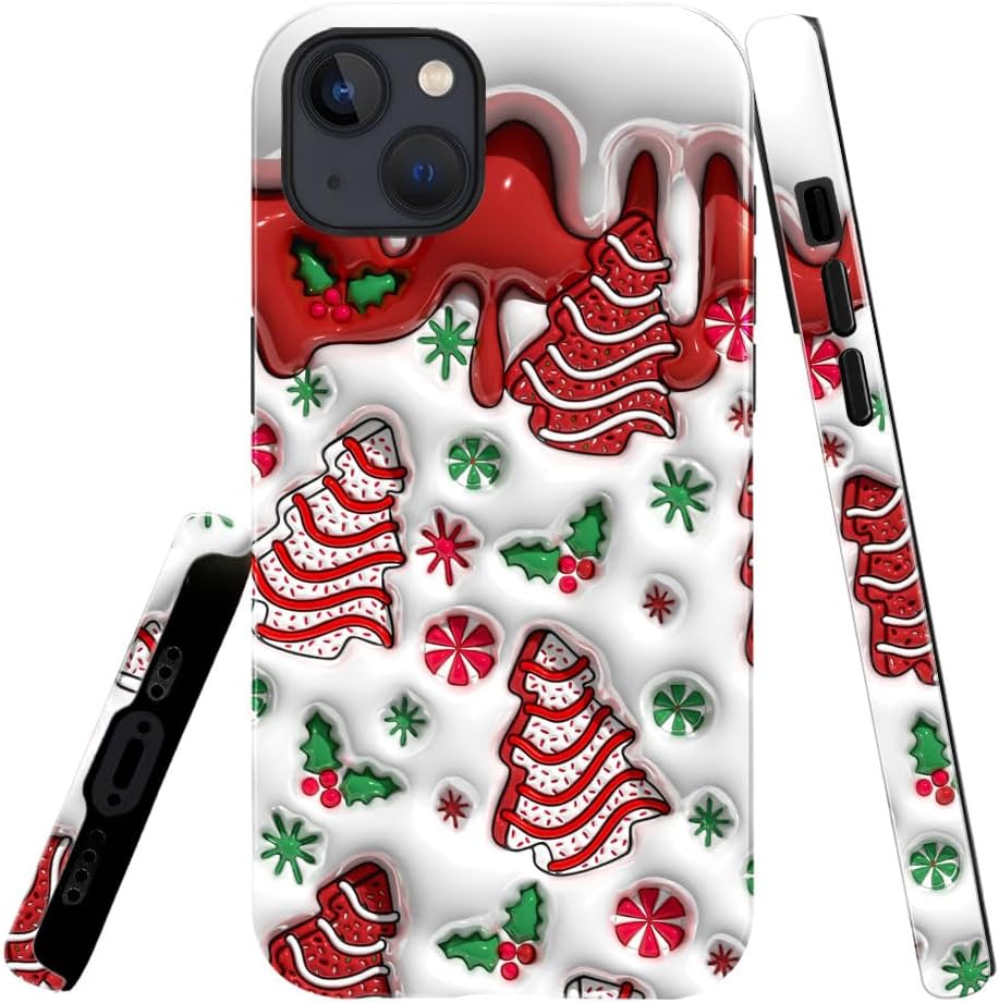 Case for iPhone 14,Christmas 3D Winter Phone Case Slim Silicone Shockproof Cover for Girls Women（Glossy & Durable）
