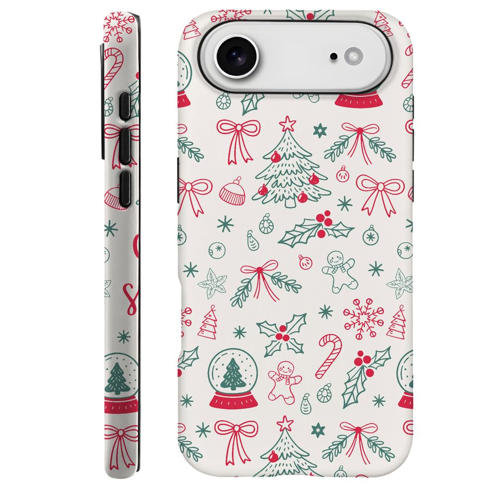 Compatible with iPhone 15 Pro,Durable & Shockproof Phone Case Cover Design - Christmas Retro Doodle