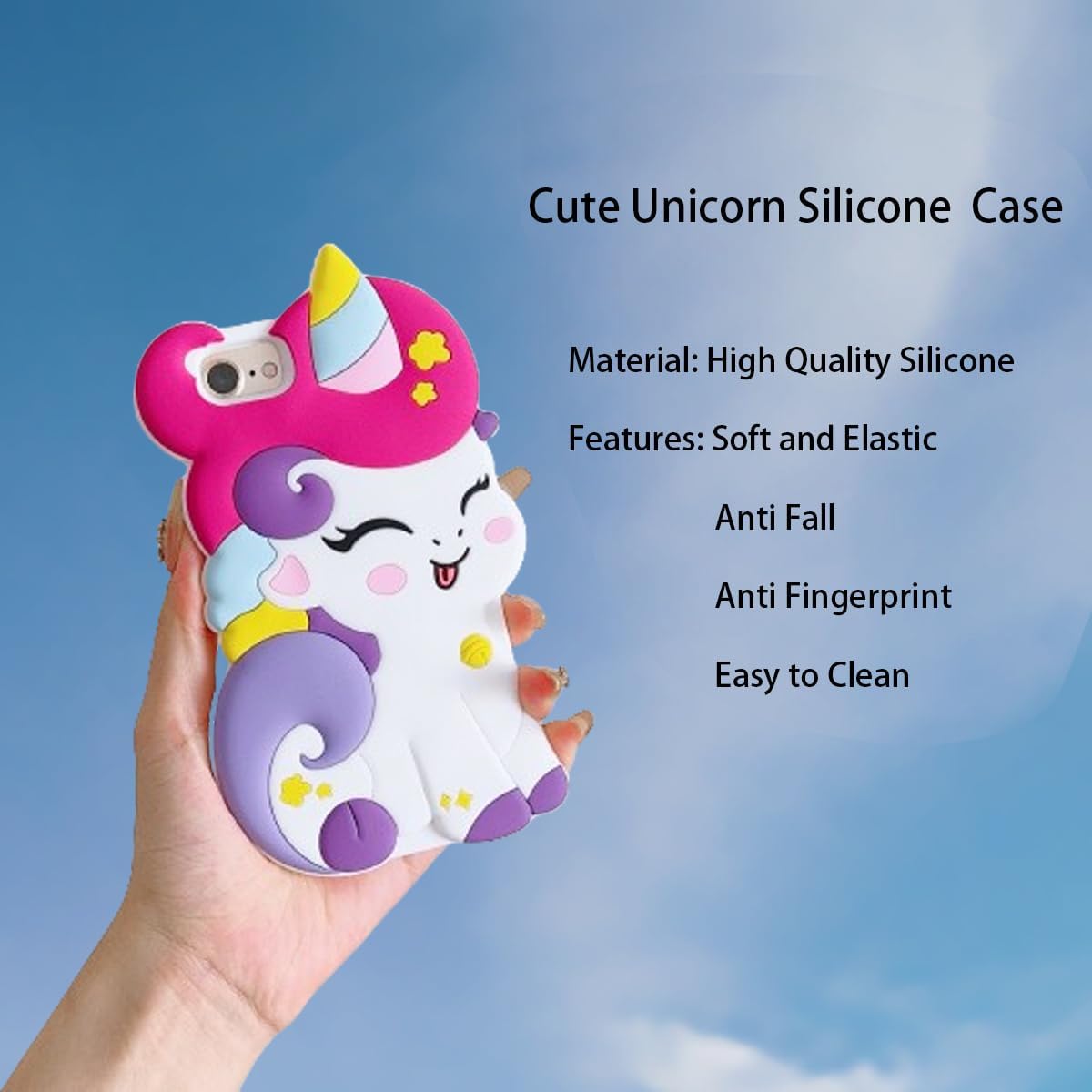 3D Cute Unicorn Soft Case for iPhone 16e/iPhone 17e 6.1 inch,3D Cute Cartoon Kawaii Fashion Character Unicorn Horse Kids Girls Women Soft Silicone Case
