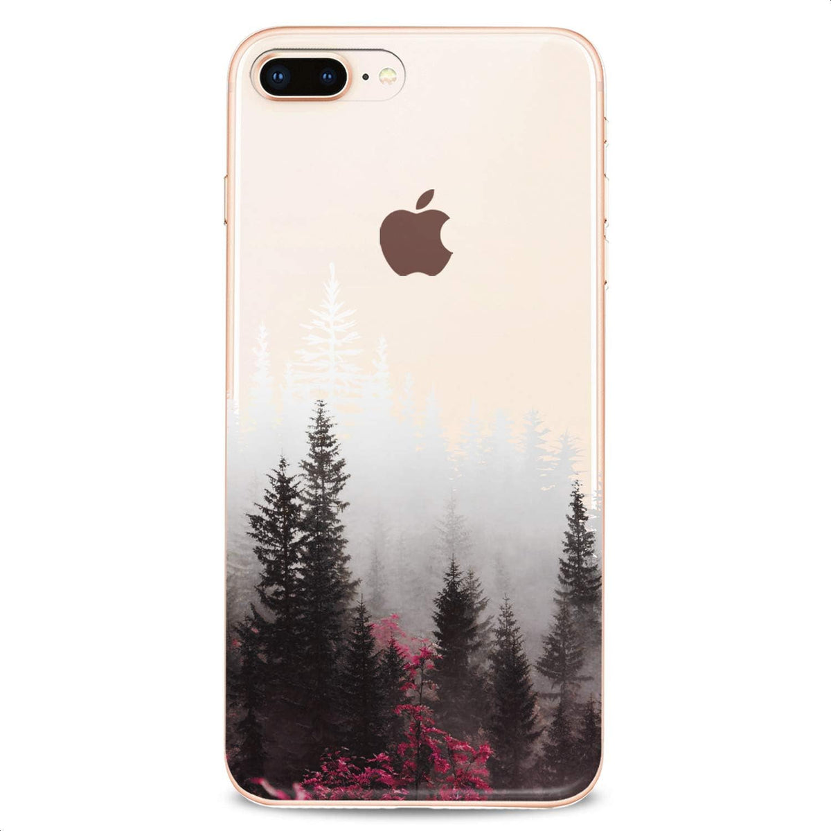 TPU Case Compatible with iPhone 16e 15 14 13 12 11 Pro Max Plus Mini Xs Xr X 8 7 6 5 SE Red Forest White Plants Teen Slim Nature Cute Girls Print Trees Design Clear Flexible Silicone Colorful