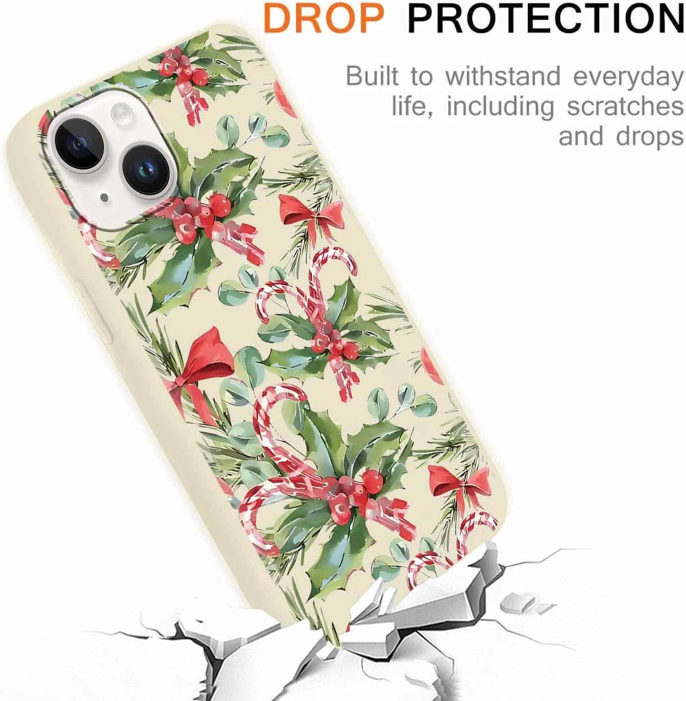 2 Pack Merry Christmas Phone Case for iPhone 13 / iPhone 14 6.1", "Cute Xmas Tree Pattern Case with Candy Design Christmas Decorations Gifts Shockproof Soft TPU Cover for Girl Women