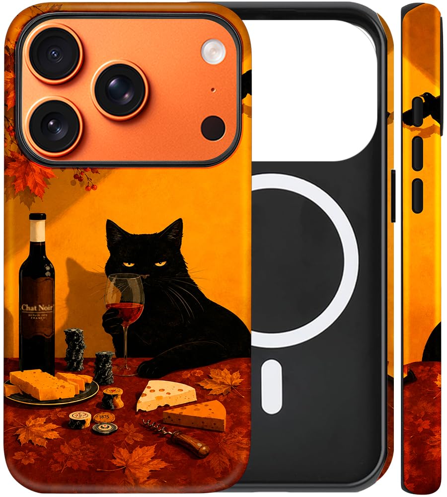 Magnetic for iPhone 13/14 Case Cute Cat Phone Case, Apricot | Shockproof Slim TPU and Hard PC Protective Phone Cover Compatible with MagSafe Designed for Women Girls Gift