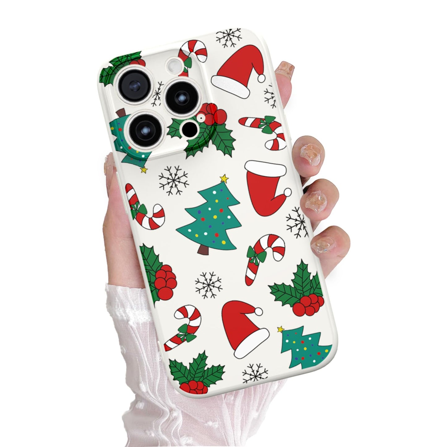 Christmas Case for iPhone 13 Case Cute Xmas Merry Christmas Tree Gingerbread Man Pattern Santa Holiday Aesthetic Gifts Girly Girls Women Kids Soft TPU Protective Cover, Beige