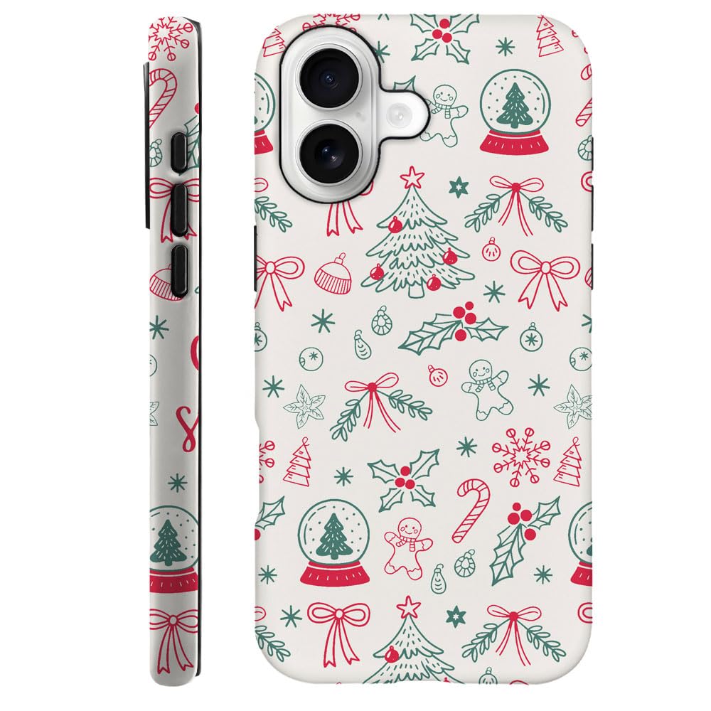 Compatible with iPhone 15 Pro,Durable & Shockproof Phone Case Cover Design - Christmas Retro Doodle
