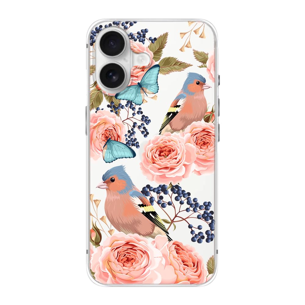 Blingy's for iPhone 16 Case, Christmas Pattern Winter Snowman Style with Falling Snowflake Design Transparent Soft TPU Protective Clear Case (6.1 inch) (Snowman)