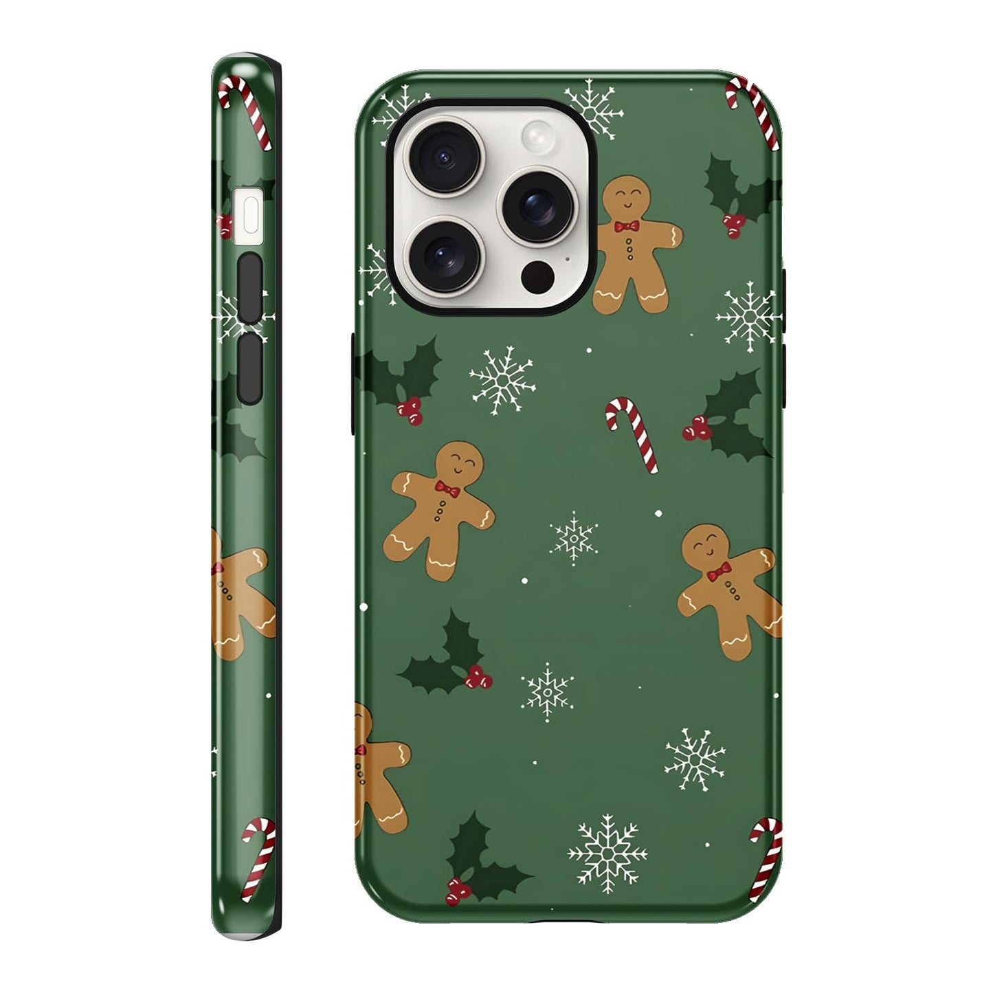 Merry Christmas Phone Case for iPhone 13/14, Cute Case with Candy Gingerbread Man Pattern, Hybrid Durable Shockproof Soft Silicone Cover for Girl Women Men Boys