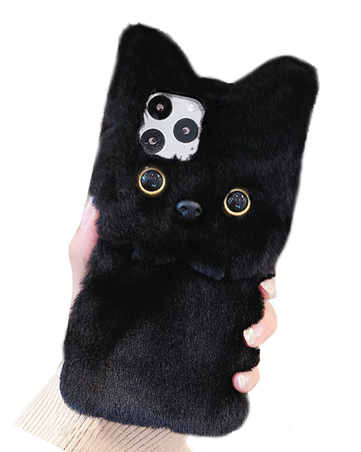 UnnFiko Super Cute Teddy Dog Fluffy Fur Case Compatible with iPhone 11, Fuzzy Furry Warm Plush Soft TPU Winter Case Protective Covers (Teddy Brown, iPhone 11)